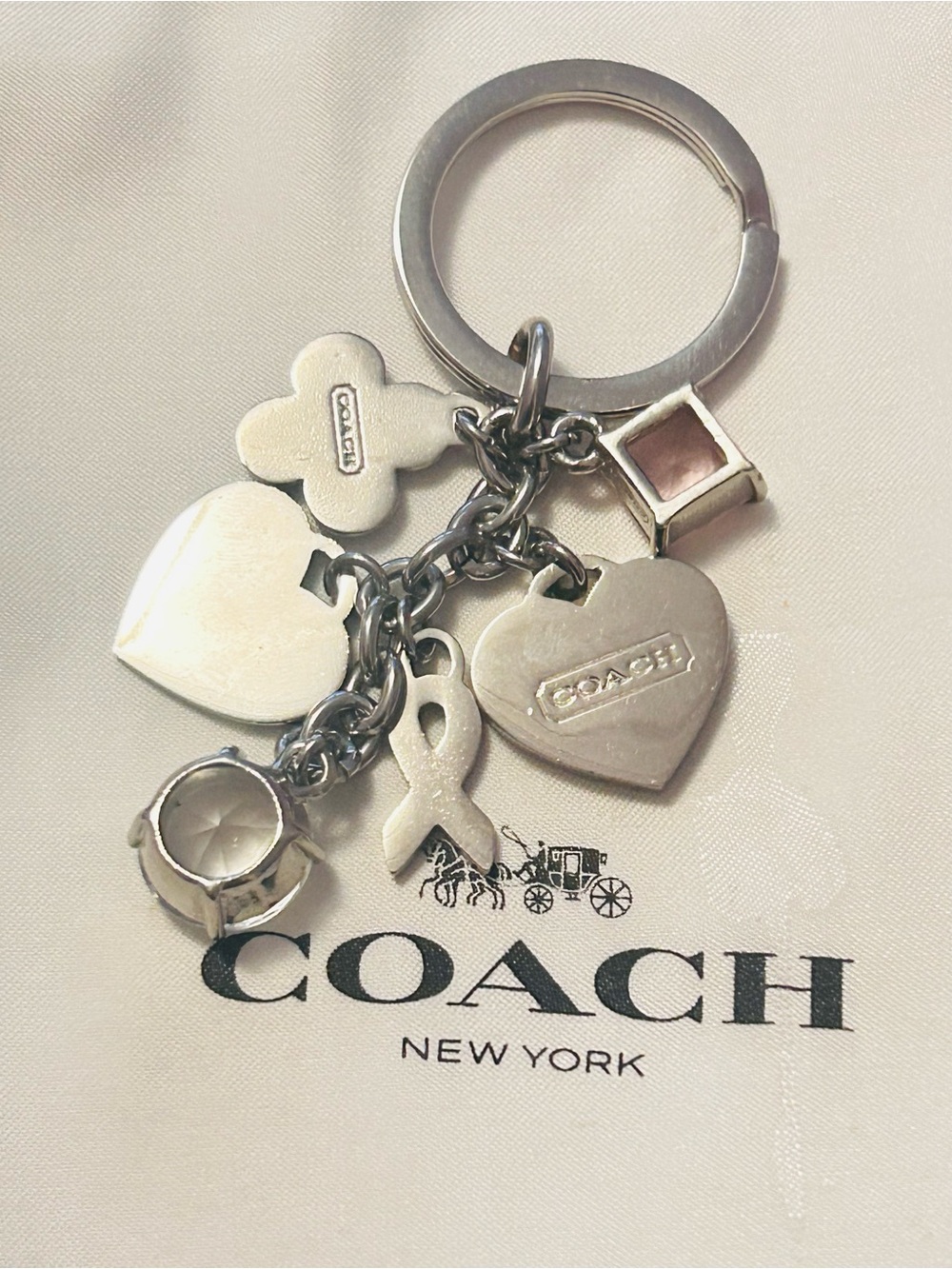 RARE Coach Y2K Heart & Cancer Awareness Keychain/ Bag Charm - Picture 11 of 14